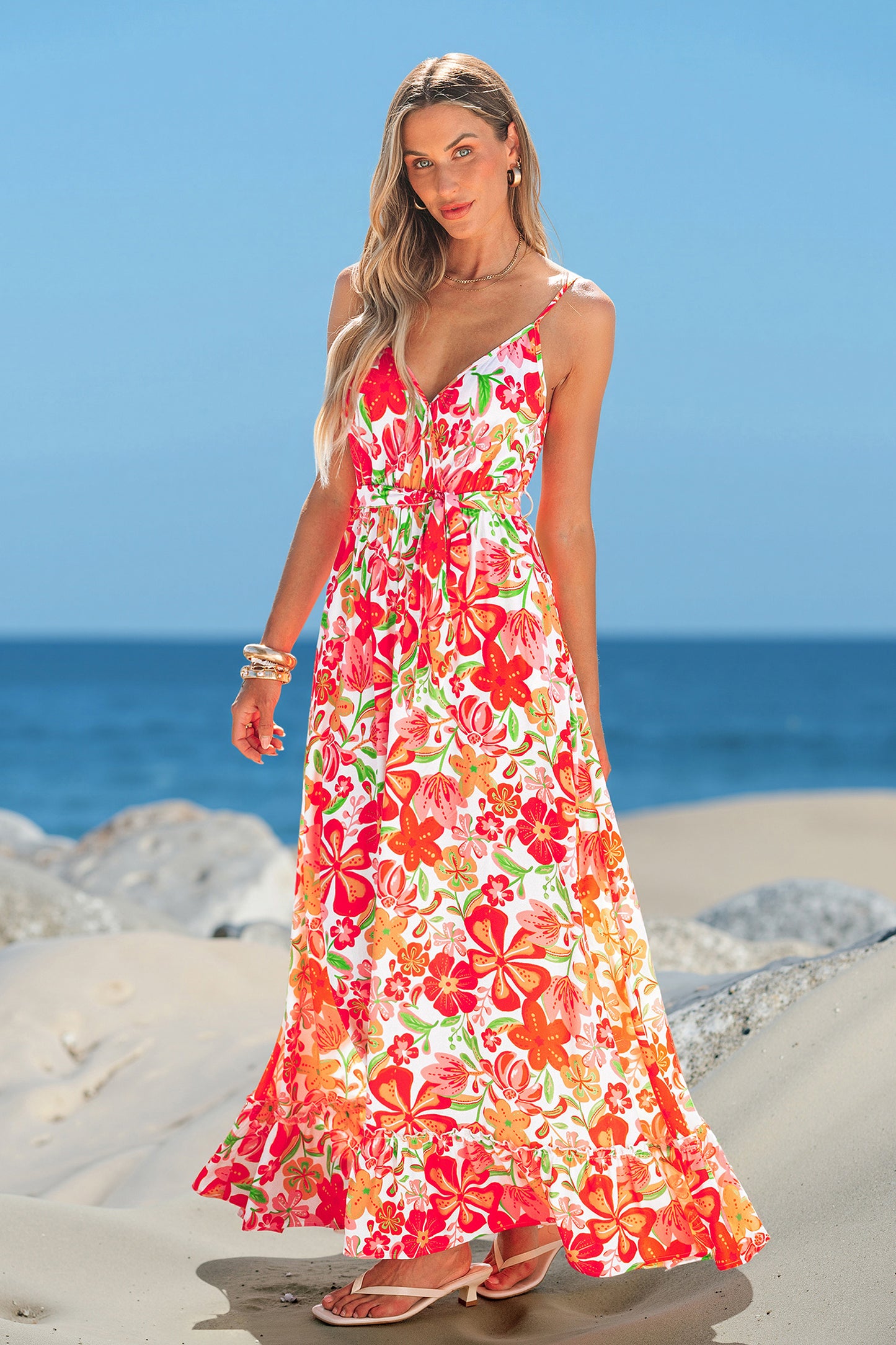?rmelloses Maxi-Wickelkleid mit Tailleng¨¹rtel