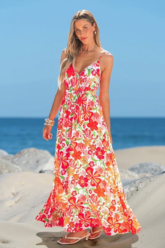 ?rmelloses Maxi-Wickelkleid mit Tailleng¨¹rtel